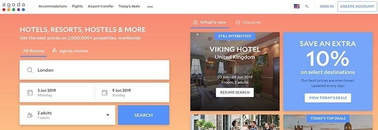 Agoda.com hotel searching site