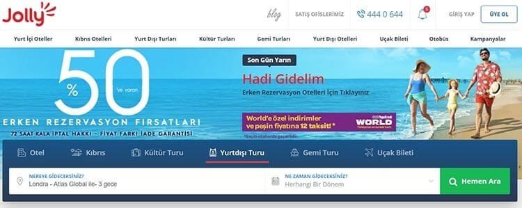Jollytur ile güzel tatil ve seyahatler sizi bekliyor.